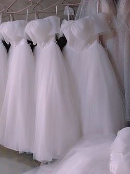 White Tulle Long Prom Dress White Tulle Wedding Dress SP18070
